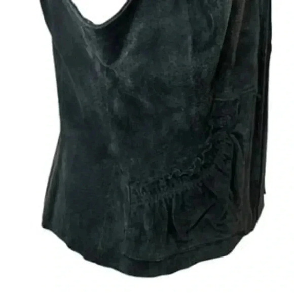 Mark Alan western‎ Leather Suede Biker Front Zip Up Black Vest Women’s Size Larg - Picture 10 of 10